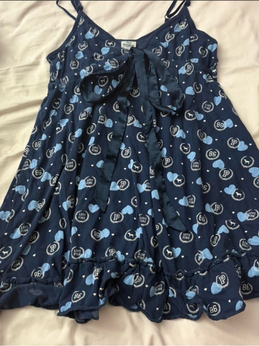 Victoria's Secret PINK Navy Blue Heart Print Dress